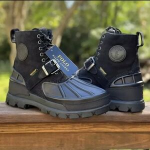 NEW Polo Ralph Lauren Oslo High  Black Waterproof Lace Up Boots Size  10.5